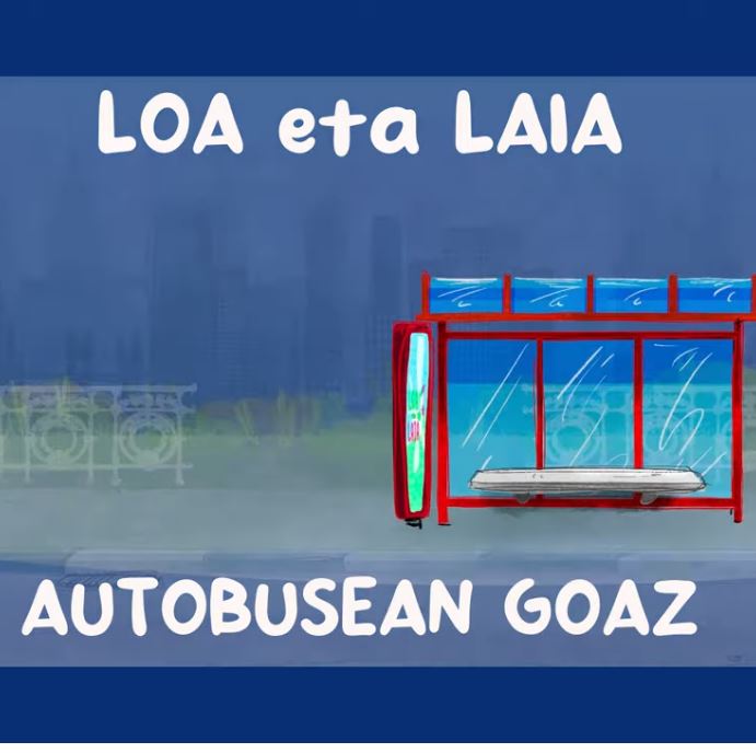 Autobusean goaz abestiaren karatula