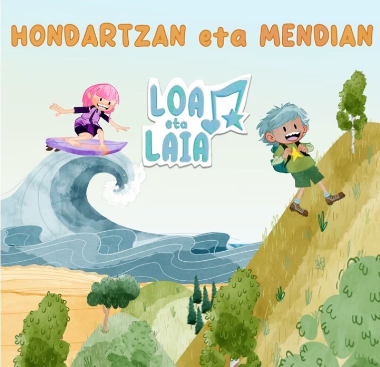 Hondartzan eta mendian abestiaren karatula